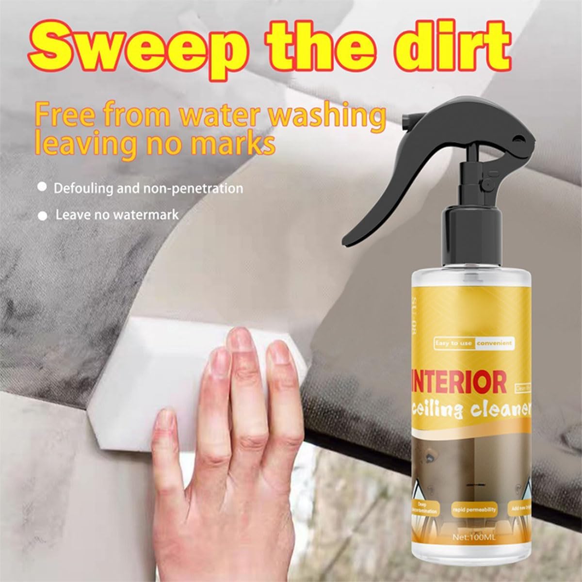 Multi-Purpose Car Interior Fabric Clean Polish Spray,Applies To Vehicle Seat、Upholstery、Headliner Cleaner,Vehicle Interior Polish Spray (2PCS)