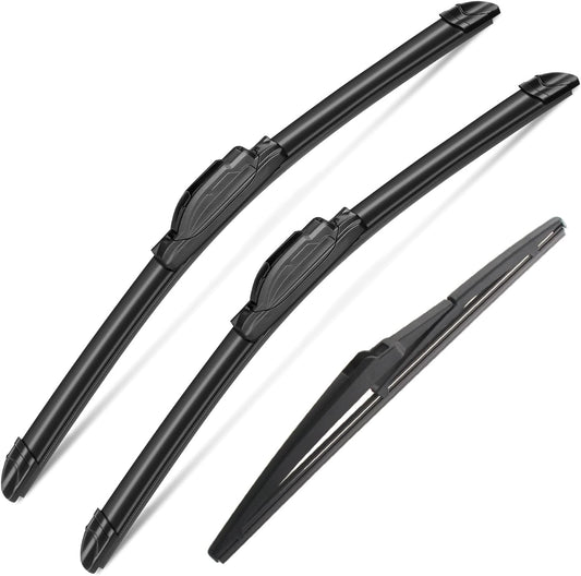 3 Wipers Set for Ford Flex 2009-2019, Windshield Wiper Blades Original Equipment Replacement Front and Rear- 24"/22"/12E" (Pack of 3) J- HOOK