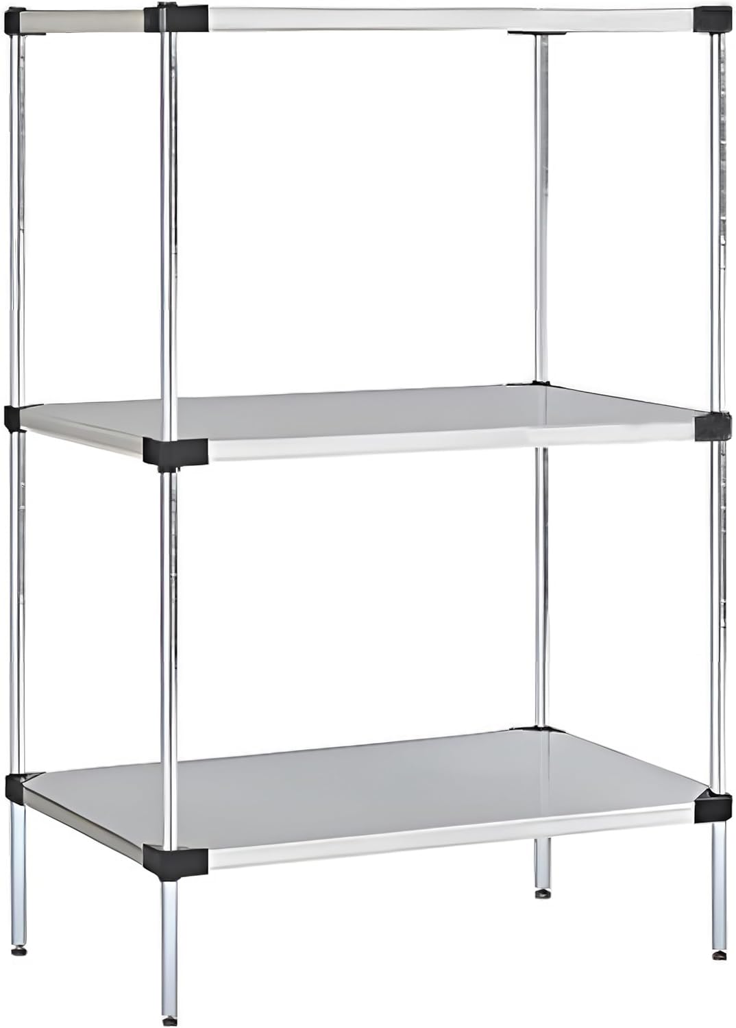 Omega Solid Stainless Steel Shelves, 24" Deep x 42" Wide x 34" High 3 Tier Heavy Duty Solid Shelving Unit for Kitchen Garage Office Restaurant Warehouse 800-lb Per Shelf Weight Capacity