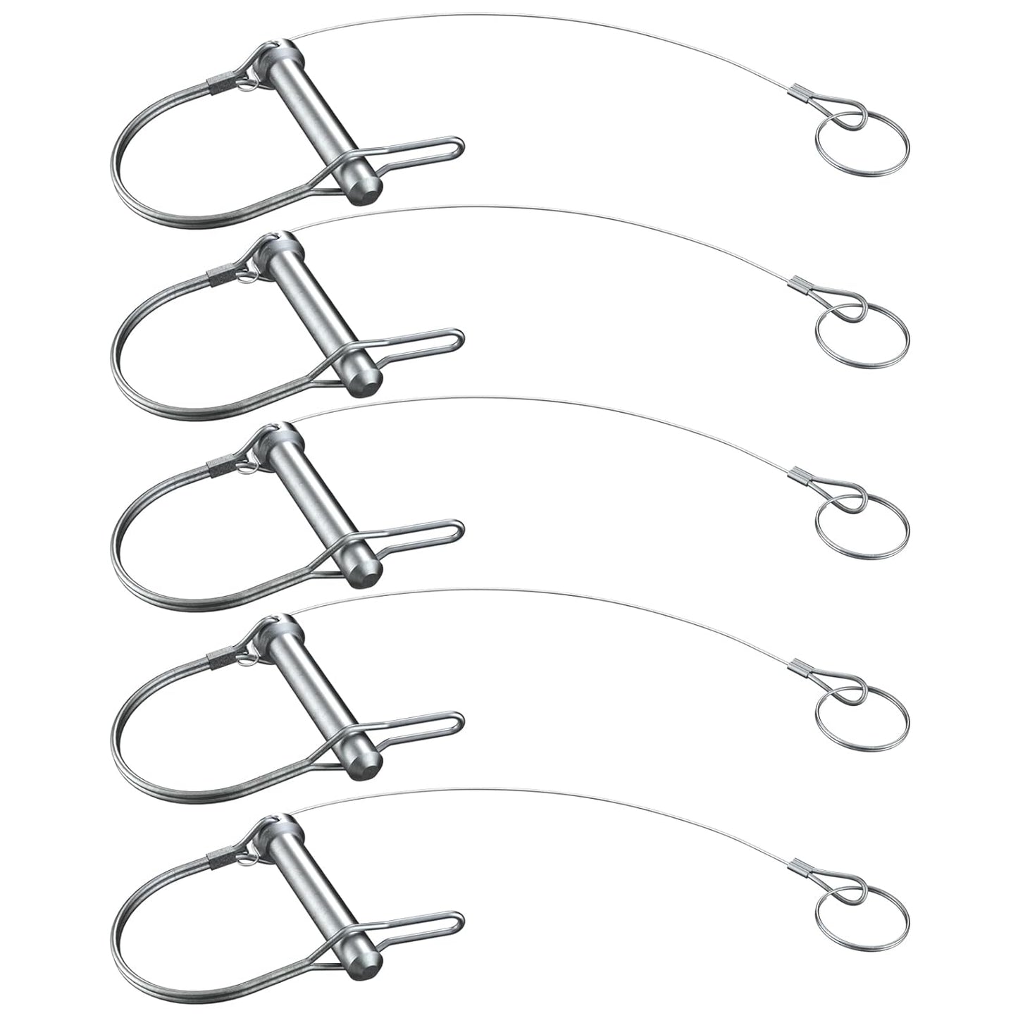 Trailer Coupler Pin 5/16" x 2-3/4"(Wx L) Trailer Pins Prevents Loss with Plastic Coating Tether（11-1/2"） Quick Release Ring Hitch Pin for Farm Trailers Trailer Towing Lawn 5Pcs