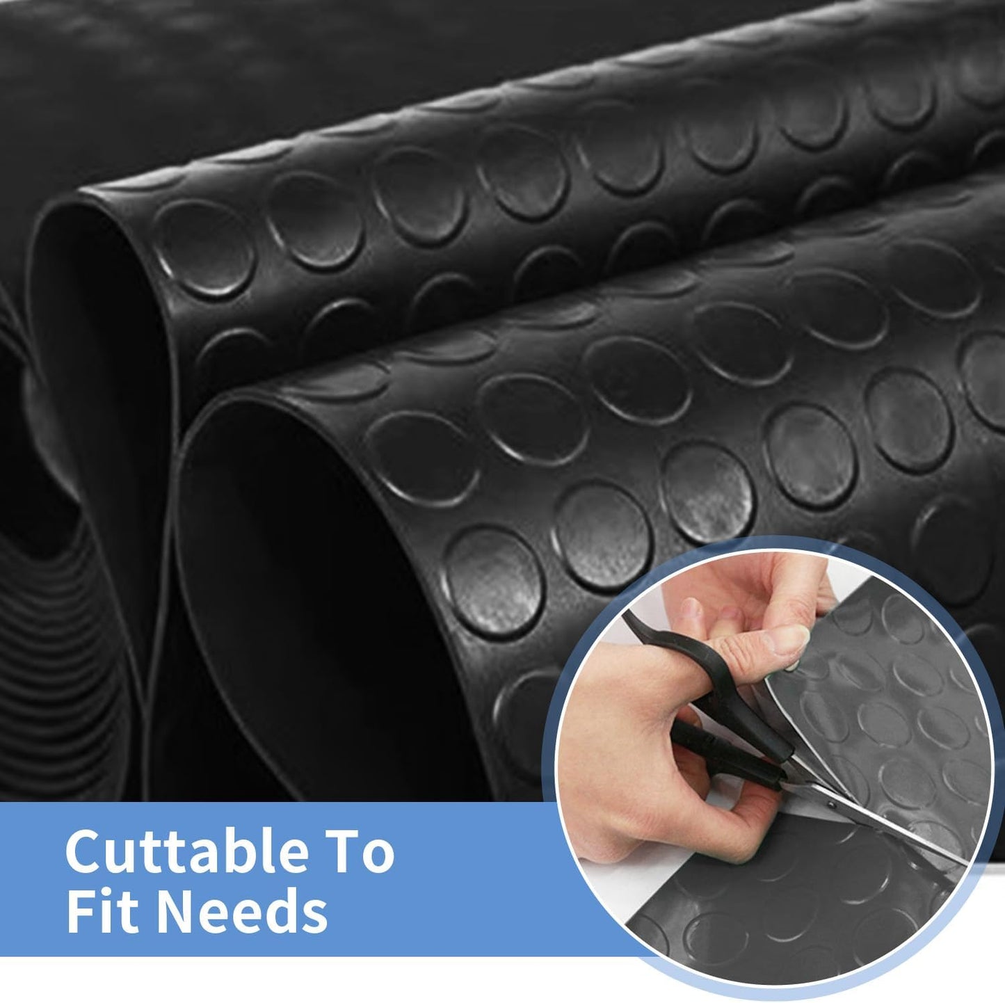 Premium Garage Floor Mat, Commercial Grade Heavy Duty Parking Mat for Garage Floor, Golf Cart Parking, Water/Stain Resistant Floor Runner (Black Coin, 2 Rolls x 4 x 13 Feet)