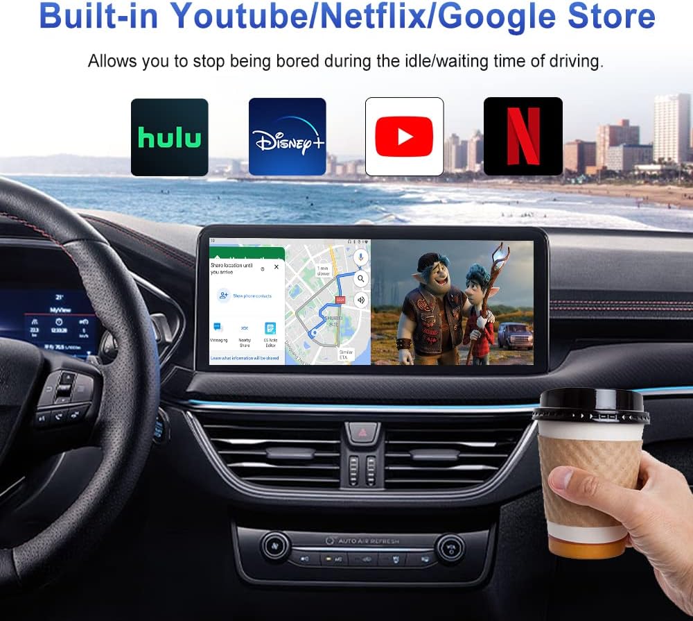 CarlinKit 8+128G - Wireless CarPlay&Android Auto Adapter,CarPlay Ai Box for car Wired CarPlay,8-Core,Bulit-in GPS,Ultra-Thin,Android 13.0 System,Dual Bluetooth,SIM&TF Card etc