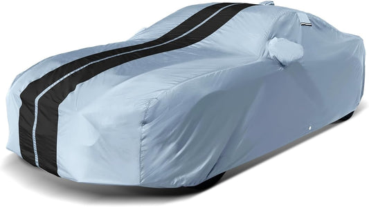 iCarCover Custom Car Cover for Pontiac Sunfire Coupe (1995-2002) Waterproof All-Weather Rain Snow UV Sun Protector Full Exterior Indoor Outdoor Car Cover (Stripe - Gray/Black)