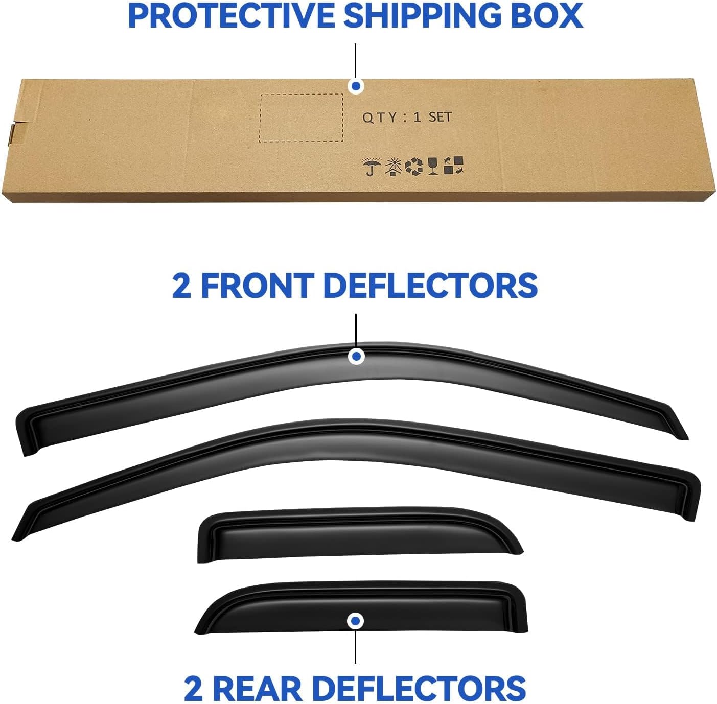 Window Visors Rain Guards for 2004-2014 Ford F150 SuperCab, Out-Channel Window Vent Wind Deflectors Visors Shades for 04-14 F-150 Extended Cab