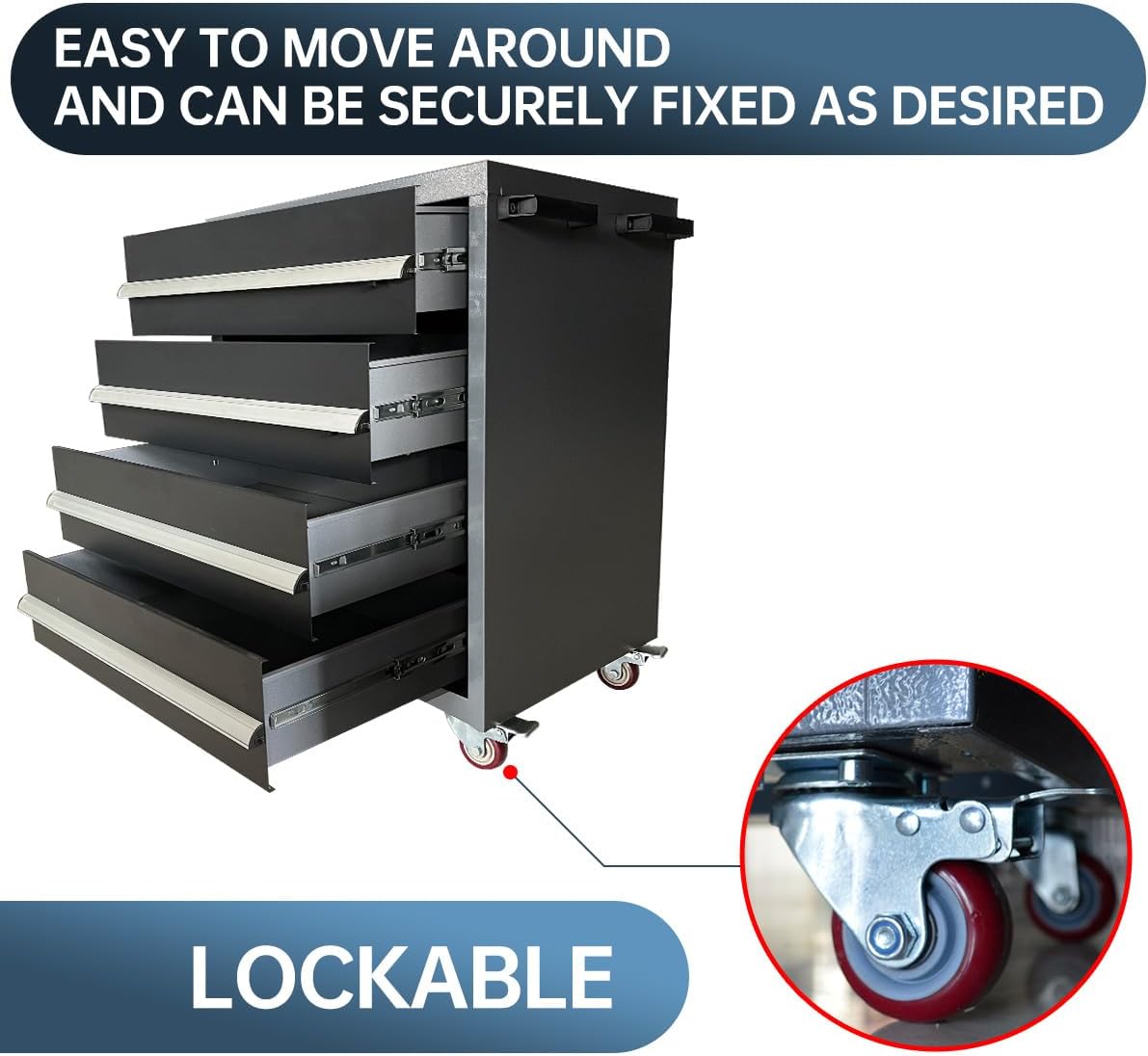 JZD Heavy Duty Metal Garage Shop Tool Storage Cabinet Set System with Wood Tabletop, for Basement Automotive Repair Shop