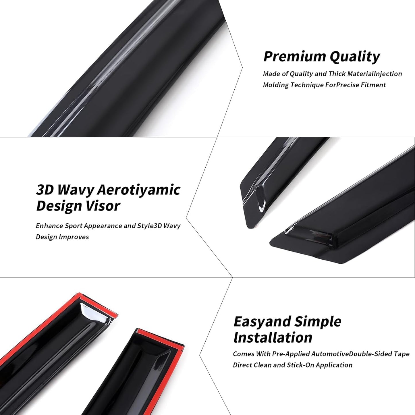 Rain Guards Side Window Visor Vent Outside Mount, 4PCS Fits for Honda Civic 4-Door Sedan 2012 2013 2014 2015