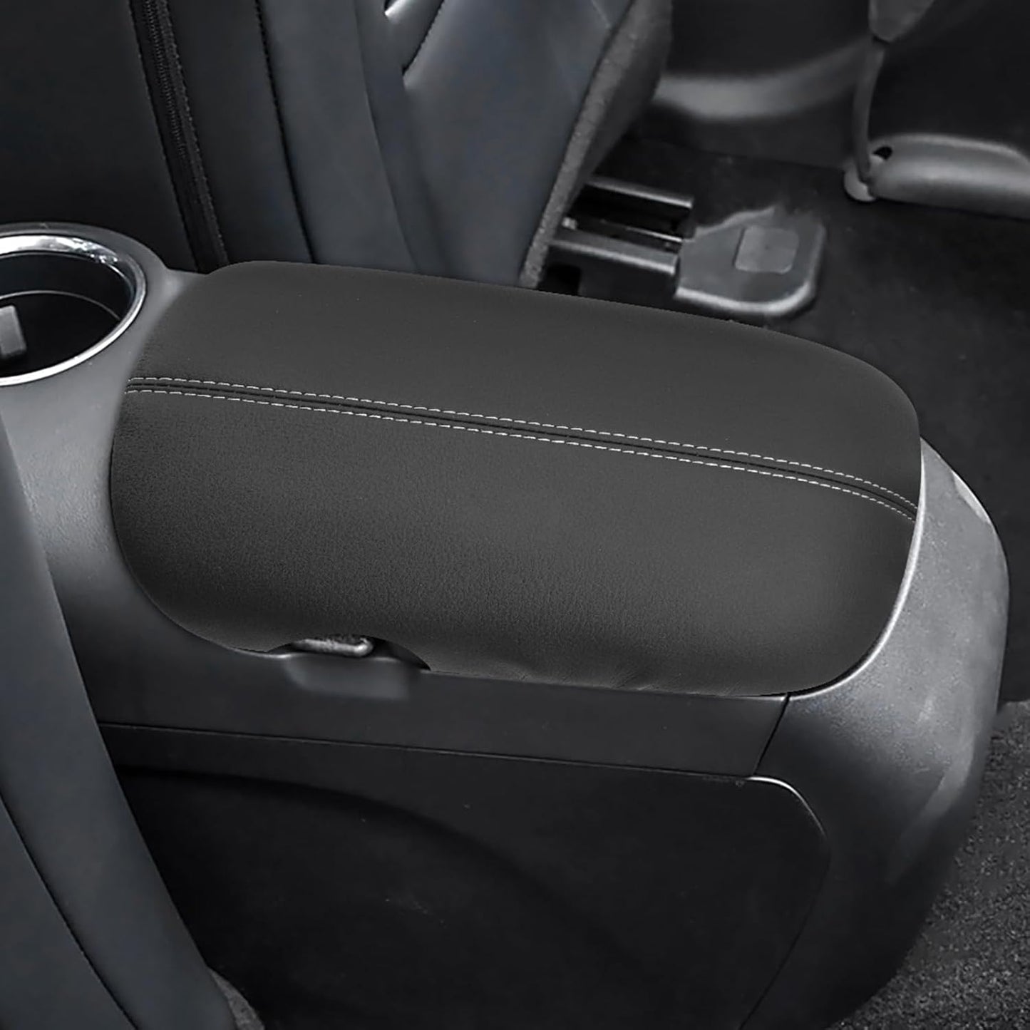 SXCY for 2024 2025 2026 Mustang Armrest Cover (Slim) for Ford Mustang 2025 2026 Accessories 2024 2025 2026 Mustang Center Console Cover 2025 2026 Mustang Middle Console Cover (Grey Stitched)