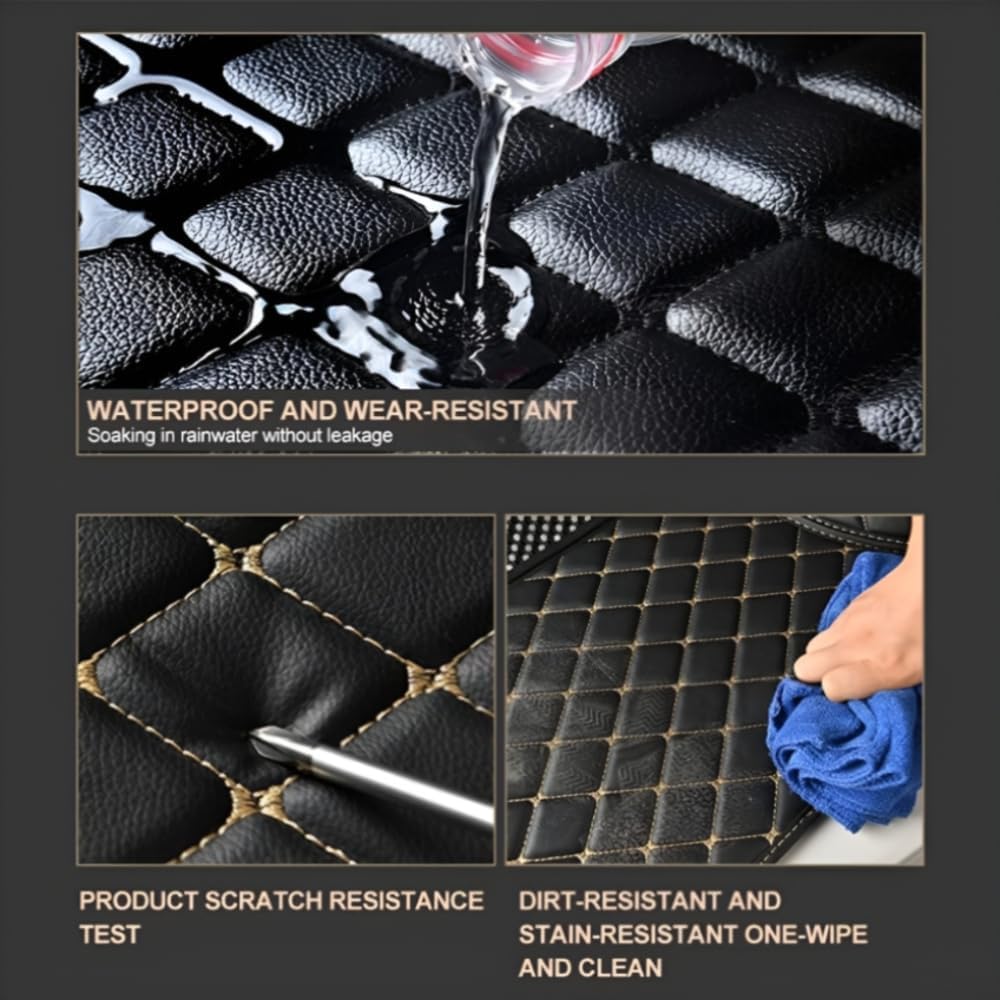 Add Personal Touch to Your Vehicle with IMEISH Customizable Logo Text Car Mats for 99% of vehiclesPads Protection Non-Slip Leather Floor Liners (Yellow and Black Stripes)