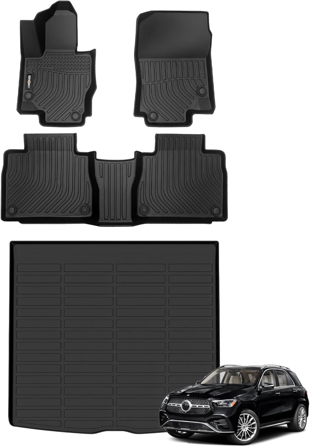 GINOWY-Floor Mats & Cargo Liner for Mercedes Benz GLE 2020-2025, GLE 350丨GLE 450丨43 AMG丨53 AMG丨580丨63 AMG S (No for Coupe), All Weather Car Mats for Mercedes GLE Accessories Car Mats