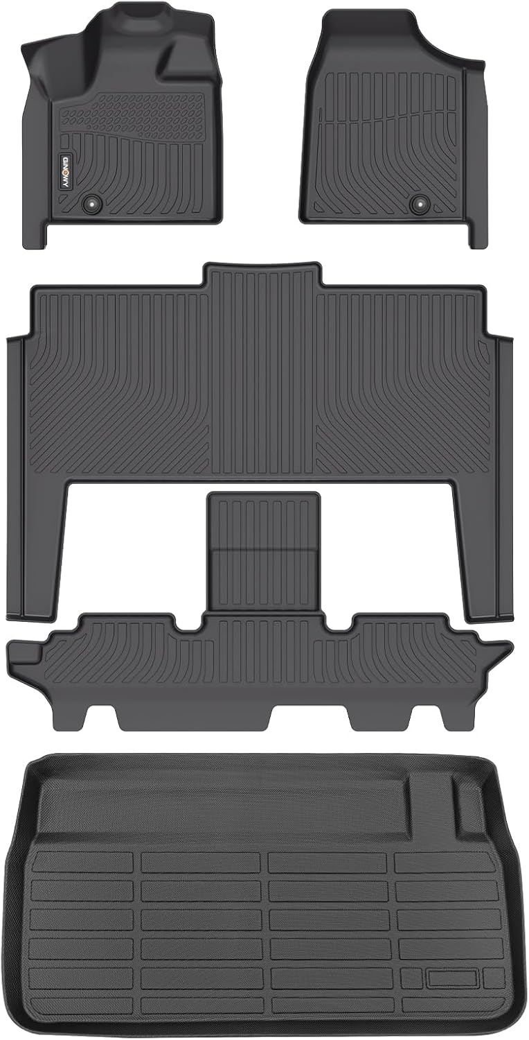 GINOWY-Floor Mats & Cargo Liner for Dodge Grand Caravan 2011-2021(Only for 7 Passenger), TPE All Weather Car Floor Mats Grand Caravan Cargo Liner Trunk Mat Trunk Liner for Grand Caravan Accessories