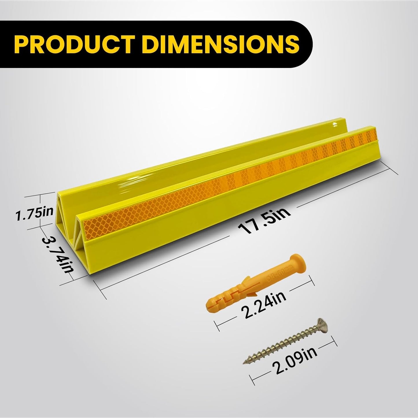 ROBLOCK 18" Parking Stopper for Garage, Car Stopper for Garage Precision Stopping, Heavy Duty Parking Block with Reflective Strips, Suitable for Car, SUV, Easy Install, 2 Packs, Yellow