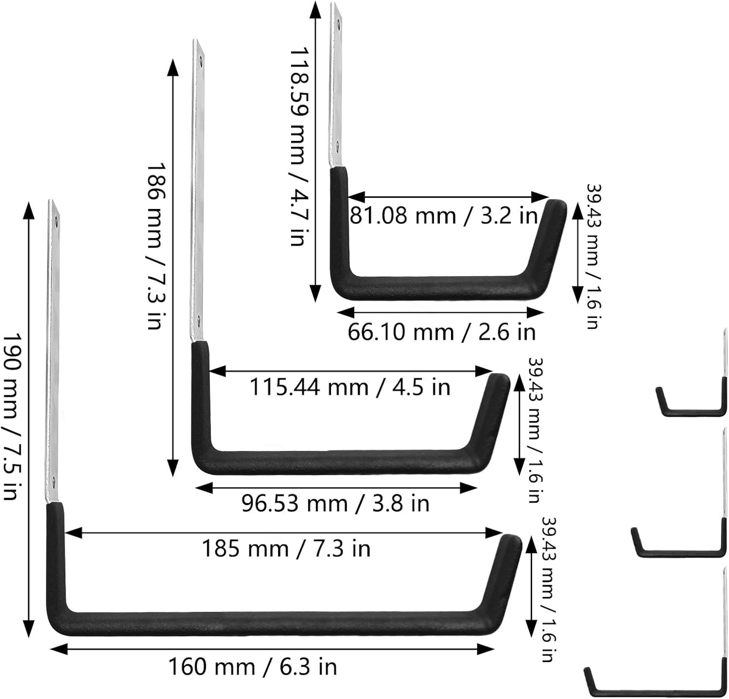 AccEncyc Heavy Duty Wall Mount Hooks - 2Pcs Steel Utility Hooks for Garage, Garden Tools & Hose Holder