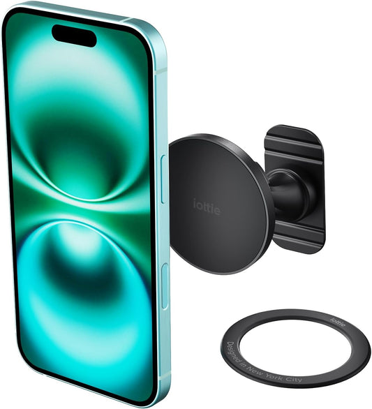 iOttie iTap 3 Magnetic Flush Mount Car Mount Phone Holder with Magnetic Ring Adapter. Compatible with MagSafe, iPhone, and Android Smartphones.
