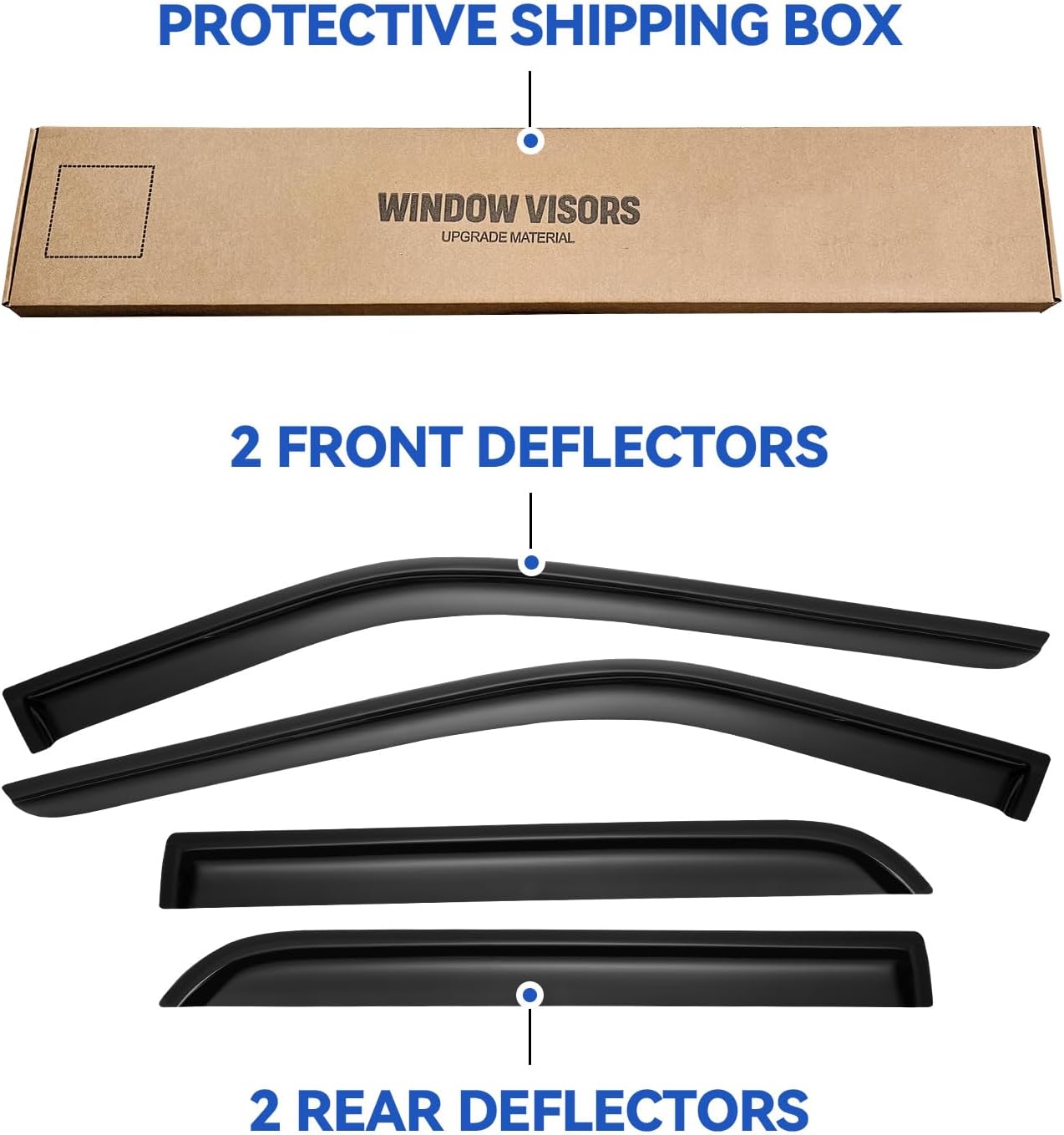 Window Visors Rain Guards Shield for 2011-2019 Ford Explorer, Out-Channel Window Vent Wind Deflectors Visors Shades for 11 12 13 14 15 16 17 18 19 Explorer
