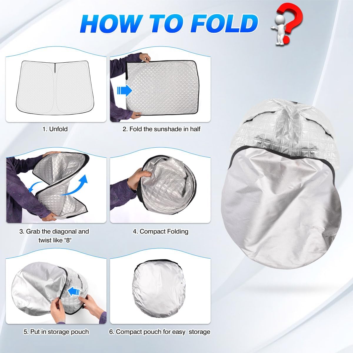 Windshield Sun Shade for 2016-2025 2026 Toyota Tacoma Accessories Thicken 6-Layer Foldable Front Window Sunshade Cover Sun Visor Protector Block UV Rays Keep Vehicle Cool