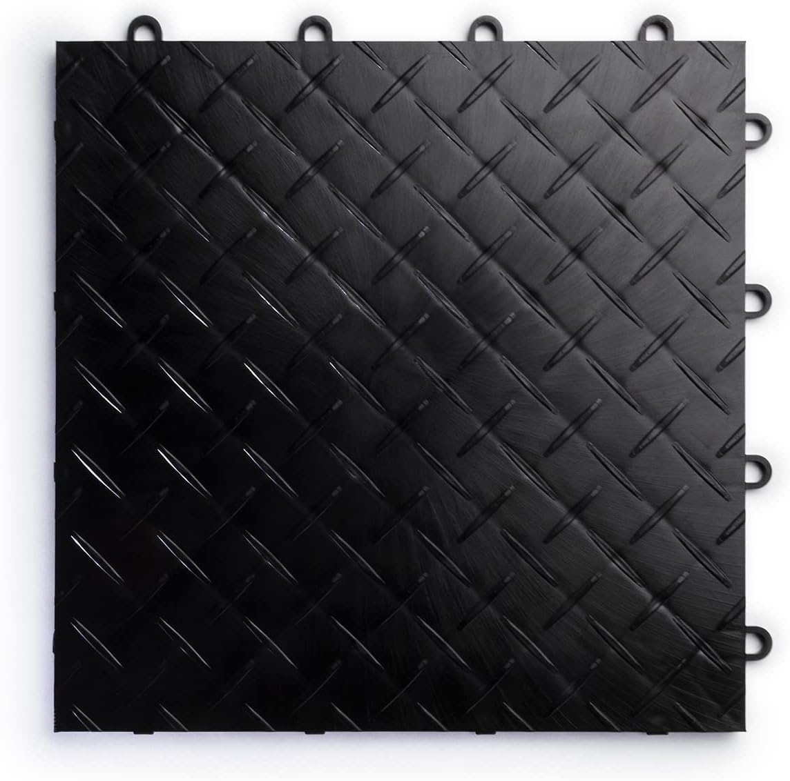 Big Floors RaceDeck Diamond Plate Design, Durable Interlocking Modular Garage Flooring Tile (Black, 12 Pack of 12 x 12" Tiles)