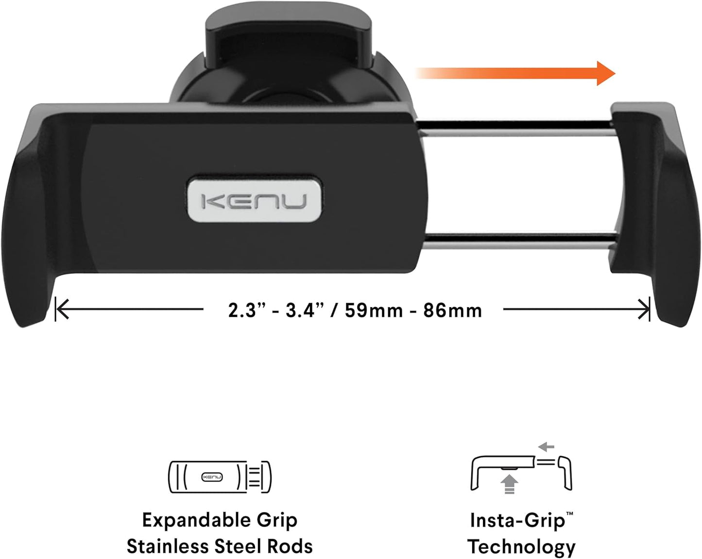 Kenu Airframe Ultra with Insta-Grip tech | Universal Smartphone Car Vent Mount Holder for All iPhone, Android, Pixel, Samsung, LG, Huawei, Xiaomi, Oppo, OnePlus, Black, Large to XL Phones