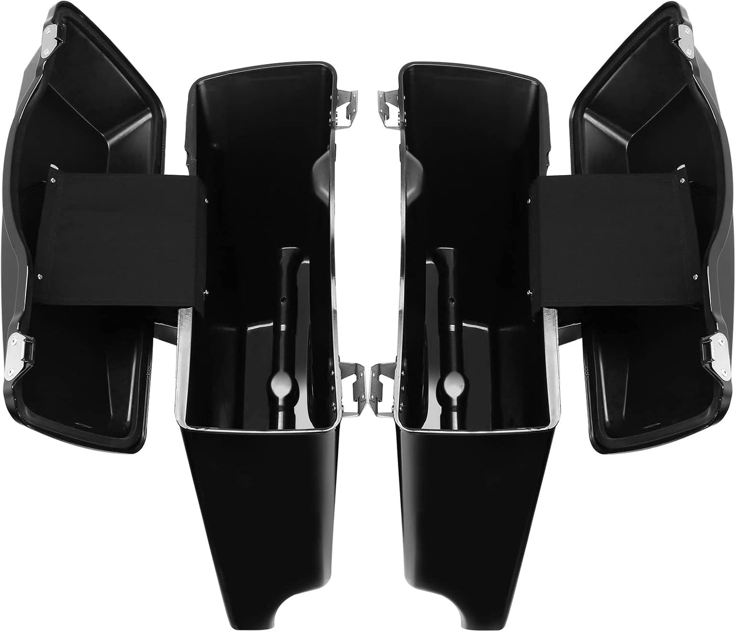 XFMT Motorcycle Stretched Saddlebags Vivid Black 5" Extended Hard Saddle Bags W/Black Latches For Harley Touring Road King Street Glide Road Glide Electra Glide Ultra Classic 1993-2013