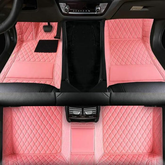 TAHALICustom Colors Car Floor Mats Black Pink for 99.9% Sedan SUV Sports， All-Weather Liners Car Floor mat，Luxury Leather Automotive Floor Mats (Pink-,3D Floor Mats)