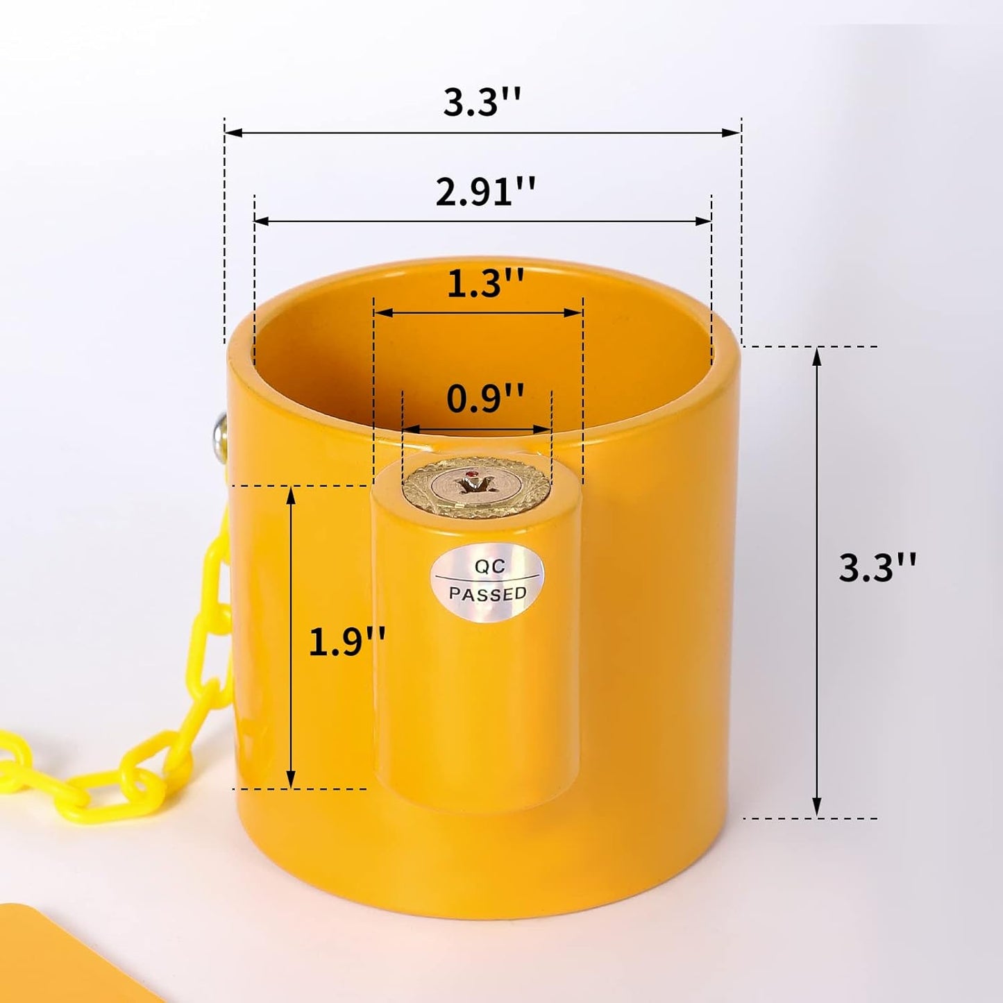 5-Wheel Solid Steel Trailer King Lock Anti-Theft, Trailer Hitch Locks with Bright Yellow Warning Label and 2 Keys, Suitable for RVs, containers, and Trailers.