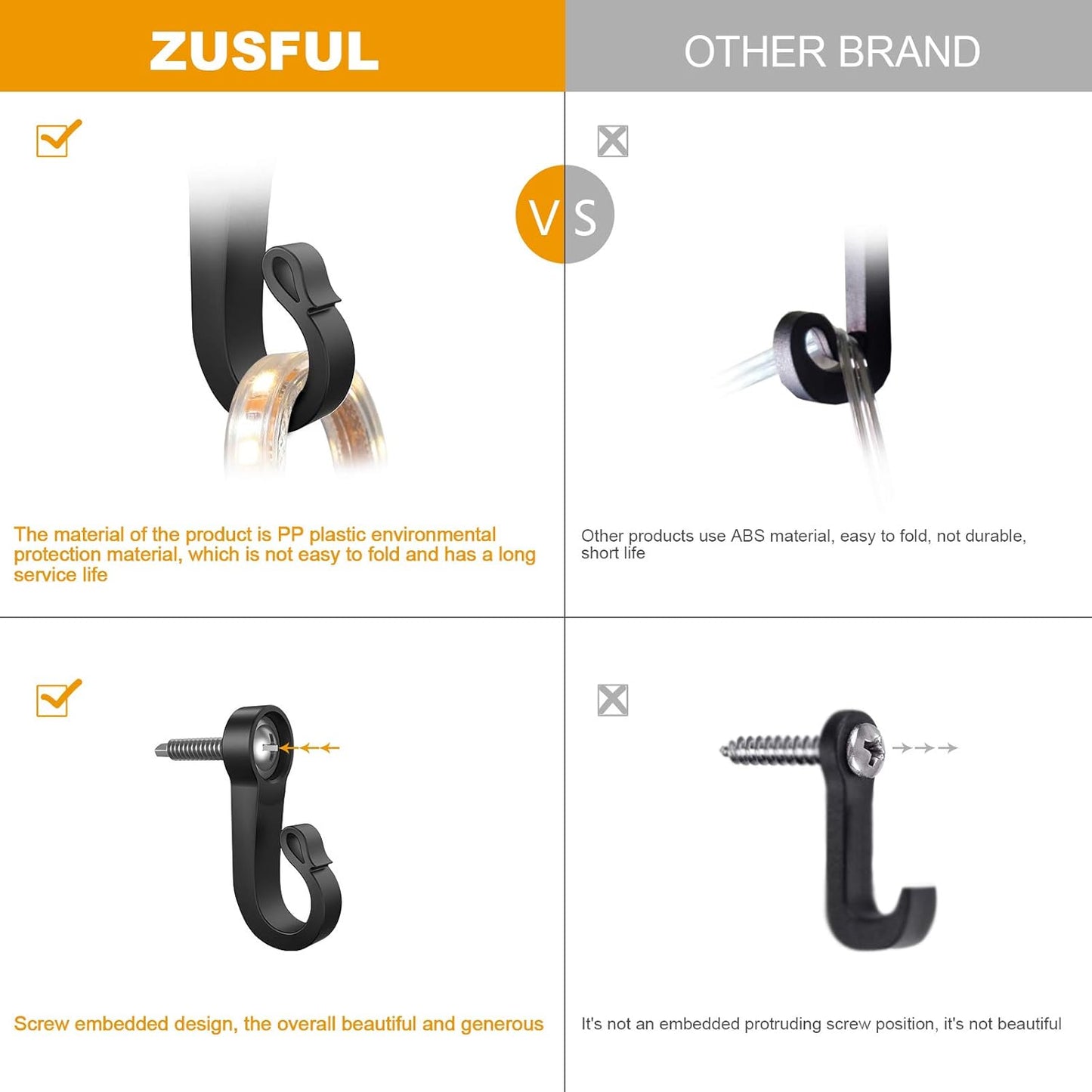 14-Pack Q-Hanger Hooks: Indoor & Outdoor Christmas Lights Hanger with Screw for Garage, New Year Party Hooks for Outdoor String Lights