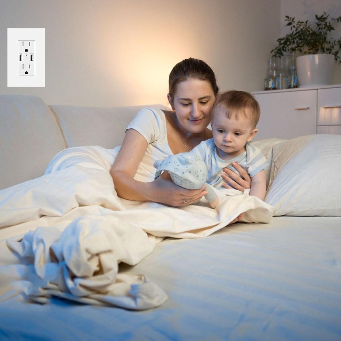 1-Gang Screwless Decora Wall Plate Cover Single Switch Outlet Electrical Faceplate for Light Switch, Smart Switch, Receptacle, Dimmers, USB Outlet, GFCI, Child Safe Cover Plate, White (4-Pack)