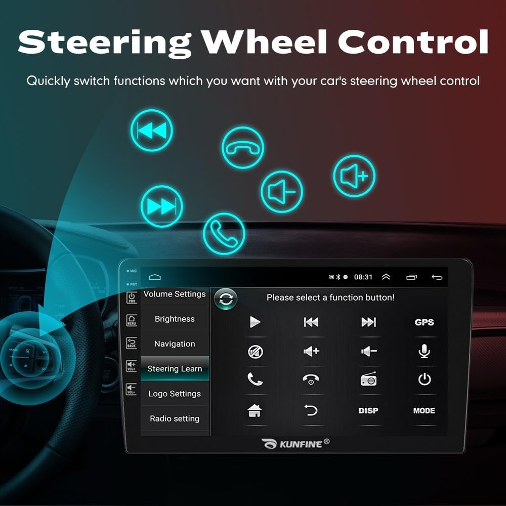 Kunfine Car CarPlay Android Auto Navigation Stereo GPS Radio Reverse Camera Display 9" IPS Touchscreen Headunit Tablet Pad Media Player For Peugeot 301 2013-2022, if Applicable Octa Core 3G+32G Silver