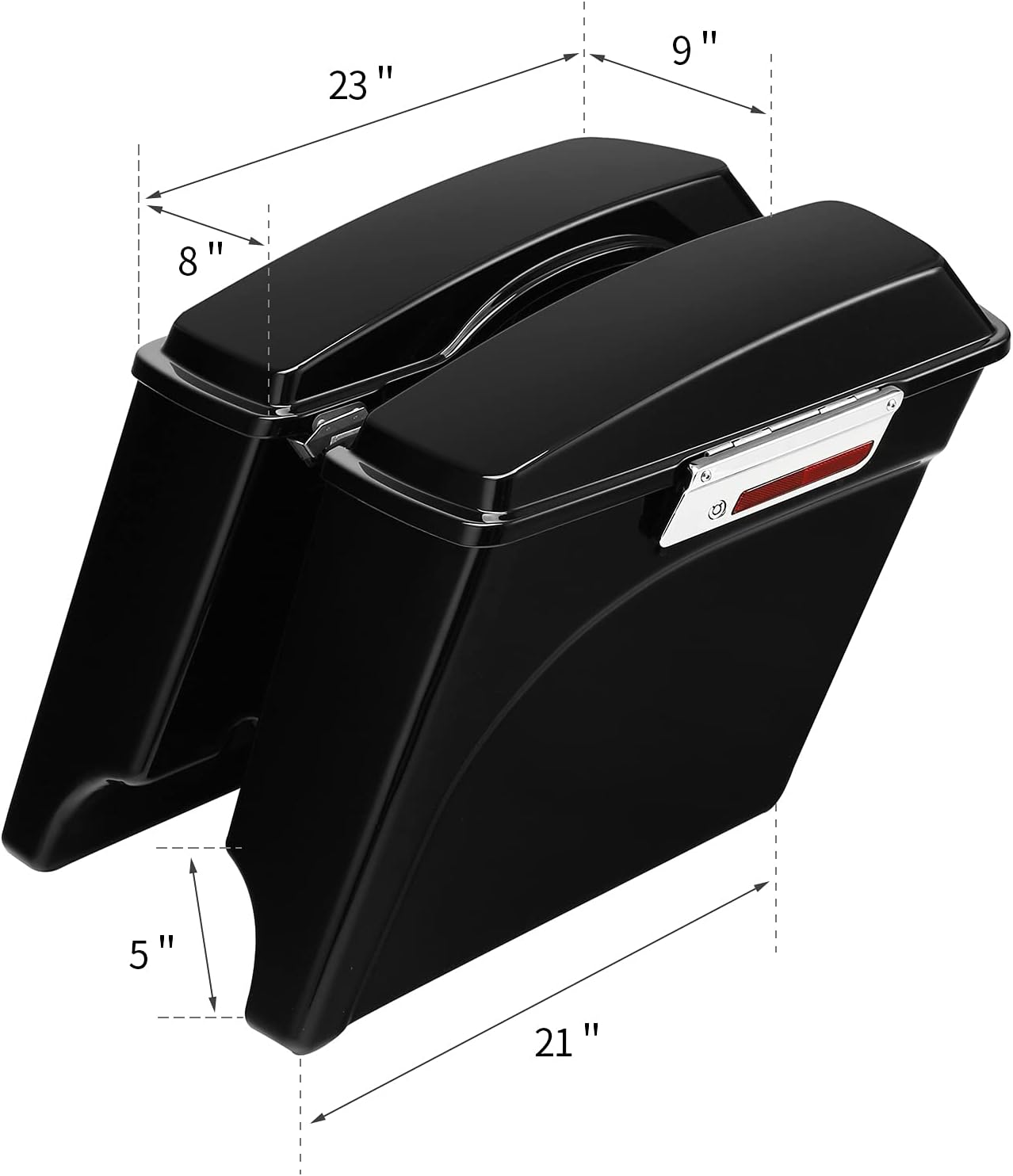 XFMT Motorcycle Stretched Saddlebags 5" Extended Hard Saddle Bags For Harley Touring Road King Street Glide Road Glide Electra Glide Ultra Classic 1993-2013
