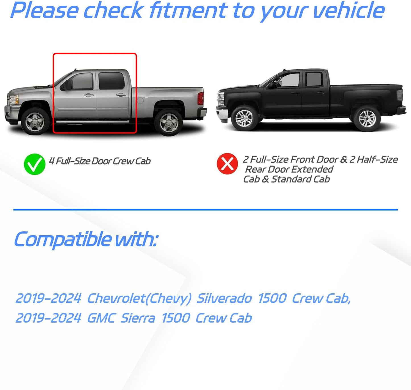 in Channel Window Rain Guards for 2019-2025 Chevy Silverado/GMC Sierra 1500 Crew Cab, Durable Window Vent Visors Shades Wind Deflectors, Exterior Car Accessories, 2020 2021 2022 2023 2024, 4PCS