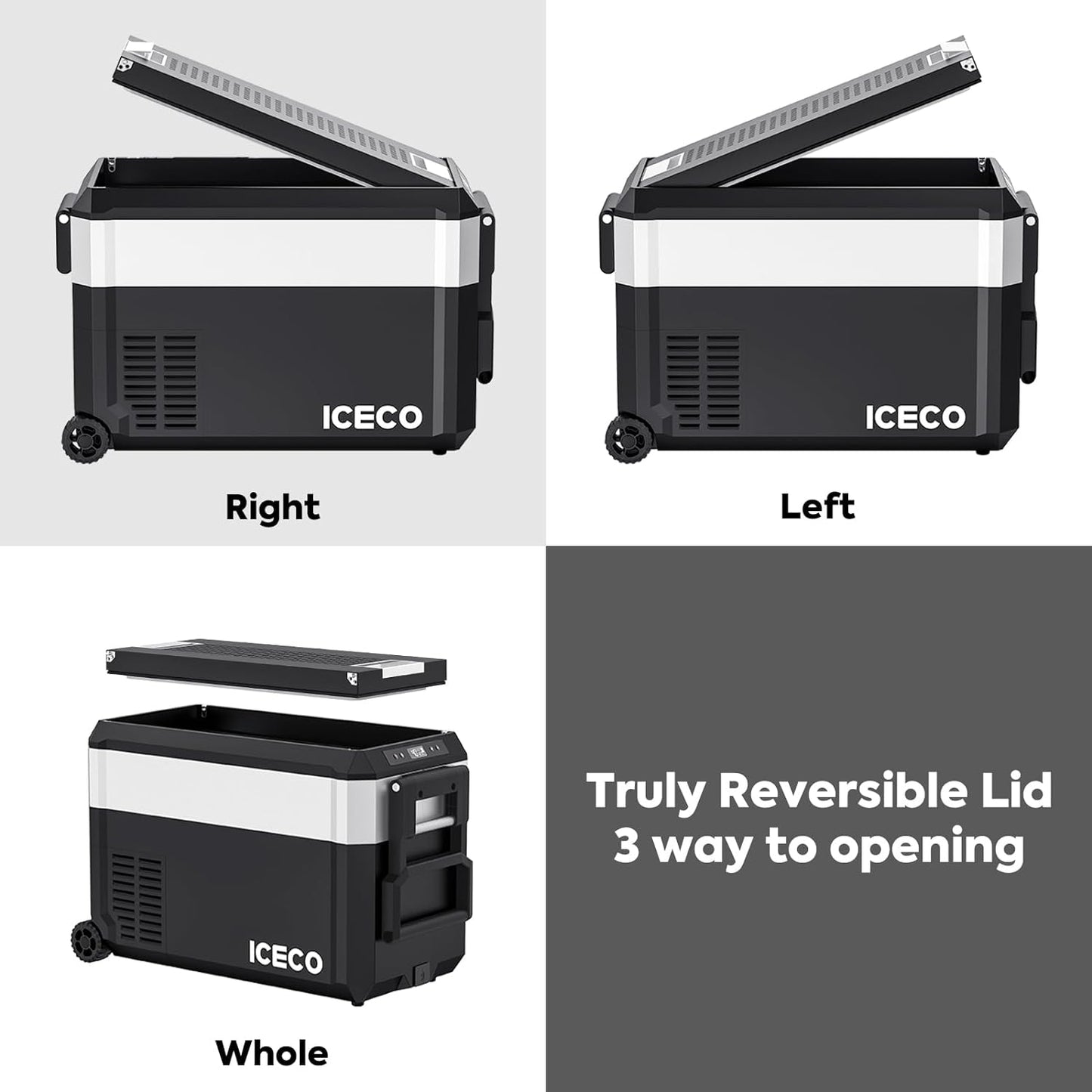 ICECO JP40 Pro 12 Volt Car Refrigerator, Portable Fridge Freezer for Camping, Car Fridge Powered by SECOP, 12V refrigerator for Car & Home, DC 12/24V, AC 110/240V, Multi-directional Lid