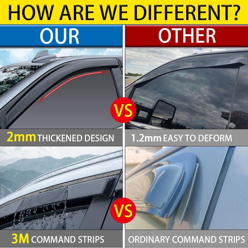 Rain Guards for Buick Regal 2011-2017, Tape-on Side Window Deflectors, Window Visors for Buick Cars, 4 Rain Guards & 2 Car Coasters