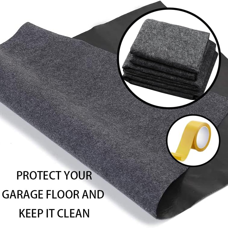 Large Motorcycle Mat Under Car Washable Garage Mats Oil Absorbent Pad Rubber Backing Layer Garage Mats Under Car Protects Floor from Spills, Drips, Splashes and Stains Oil Drip Pan (59x72 In)