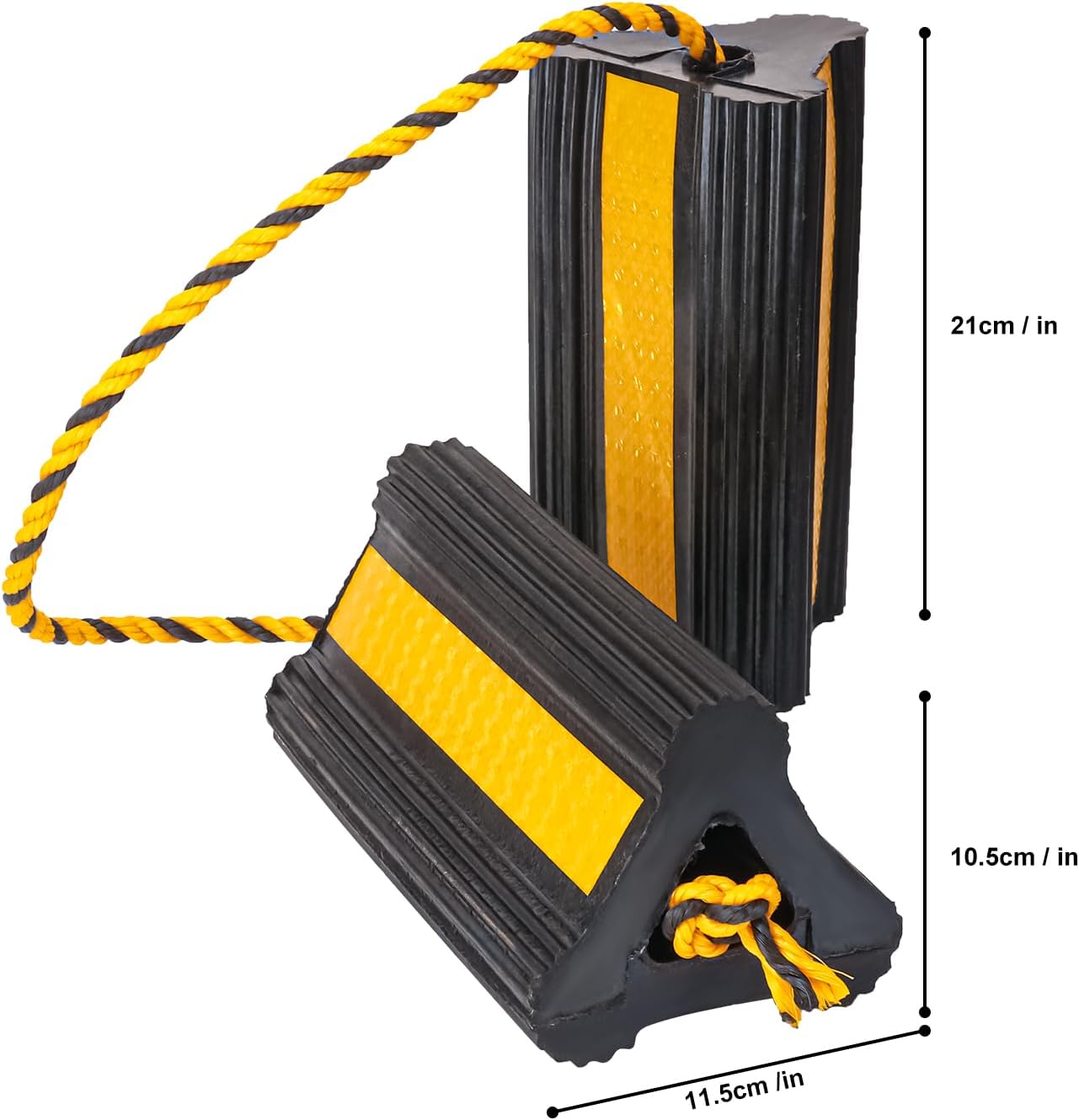 2 Pair Wheel Chocks for Travel Trailers, Rubber Tire Stopper Blocks with Rope, Rubber RV Wheel chocks Blocks, Trailer Wheel Chocks, Ideal for Travel Trailers, RVs, Cars & More