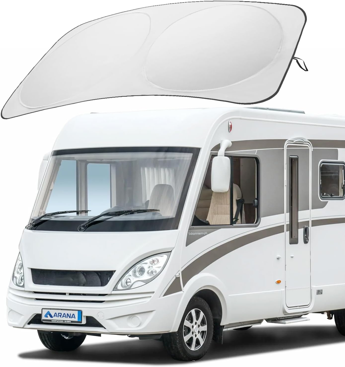 ARANA RV Windshield Sun Shade with UV Protection, Foldable Sunshade for RV Front Window, Retractable Windshield Cover Sun Shades Keep Car Interior Cool, Fit RV, Bus,Motorhome, Large 102"x51"