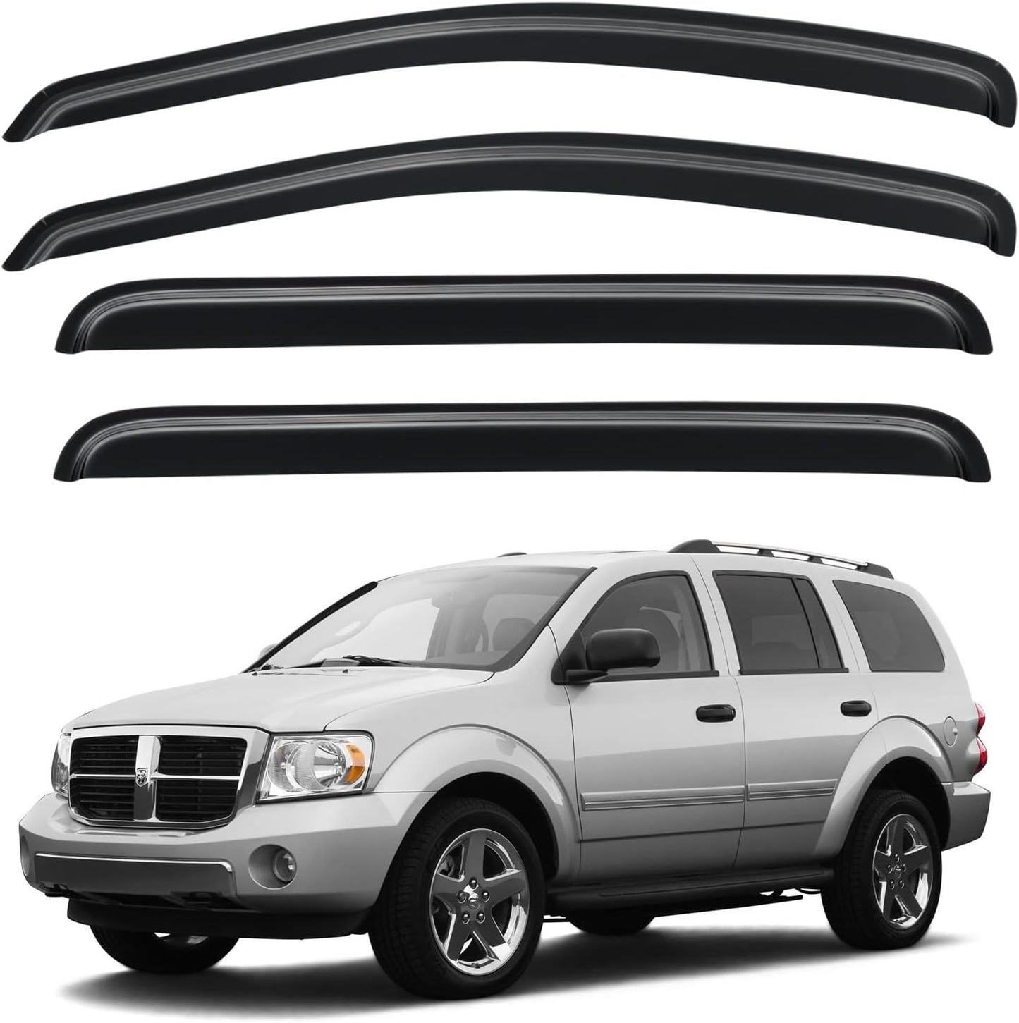 Window Visors Rain Guards Shield for 2004-2009 Dodge Durango, Out-Channel Window Vent Wind Deflectors Visors Shades for 2007-2009 Chrysler Aspen