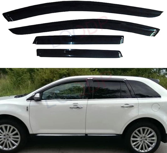 4pcs Front+Rear Smoke Sun/Rain Guard Outside Mount Tape-On Window Visors Compatible with 07-14 Edge 07-15 MKX