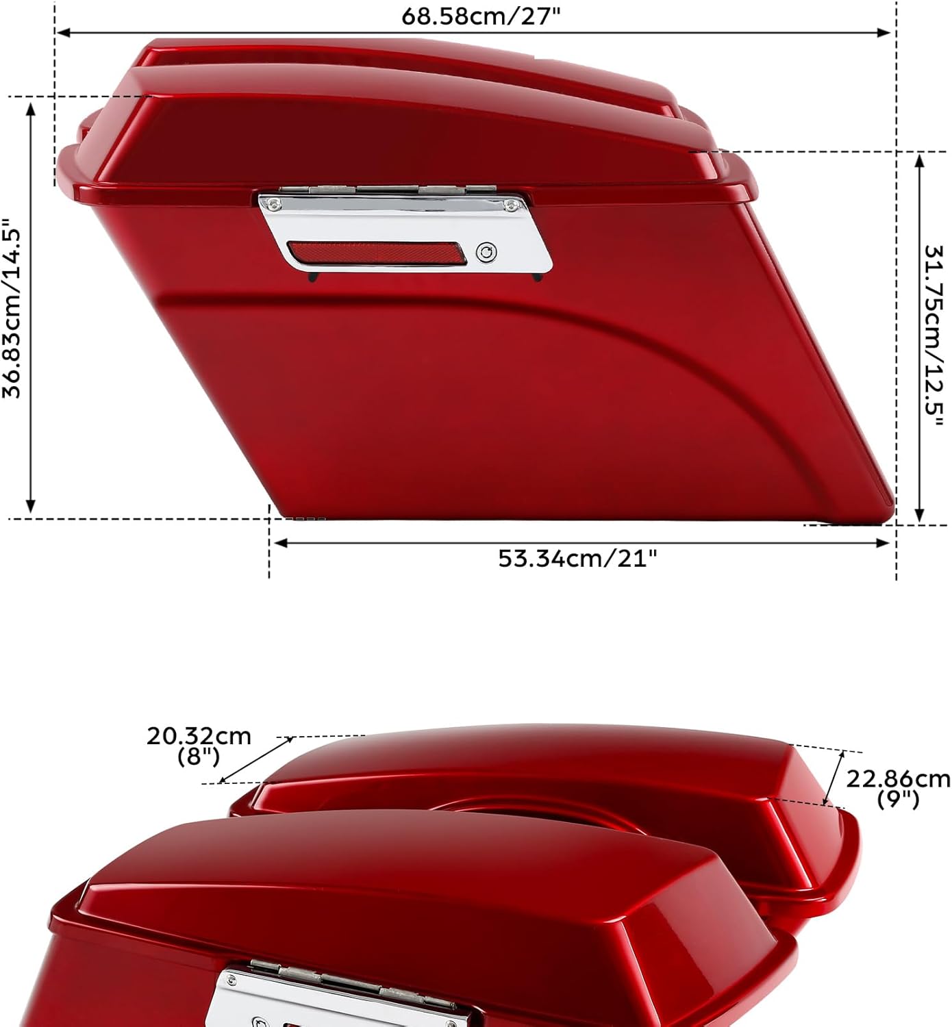 XFMT Motorcycle Saddlebags Red Hard Saddle Bags Trunk For Harley Touring Road King Street Glide Road Glide Electra Glide Ultra Classic 1994-2013