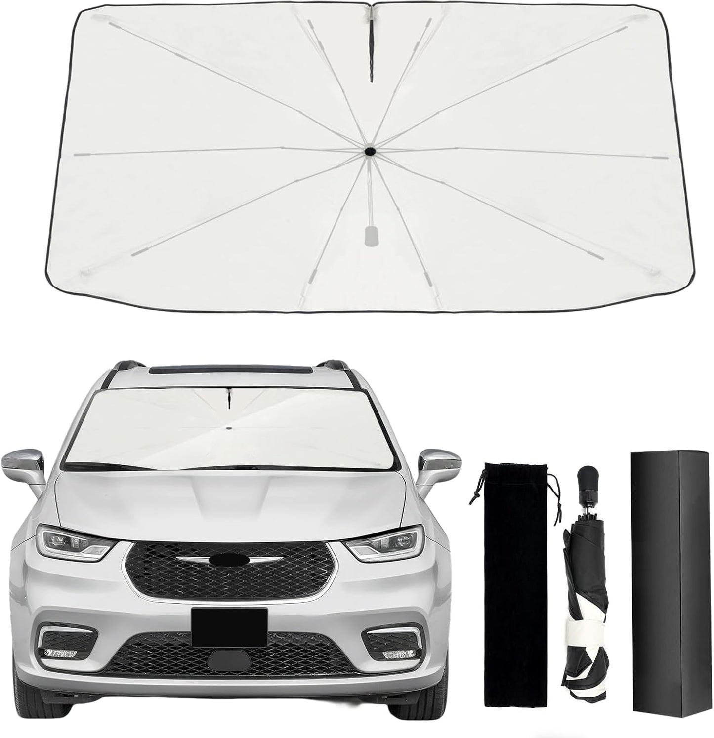 2017-2025 Upgraded for Chrysler Pacifica Sunshade, Portable Foldable Sunshade Accessories, [Nano Ice Crystals Coating] UV Protection, Keeps Interior Cool (for Chrysler Pacifica 2017-2025)