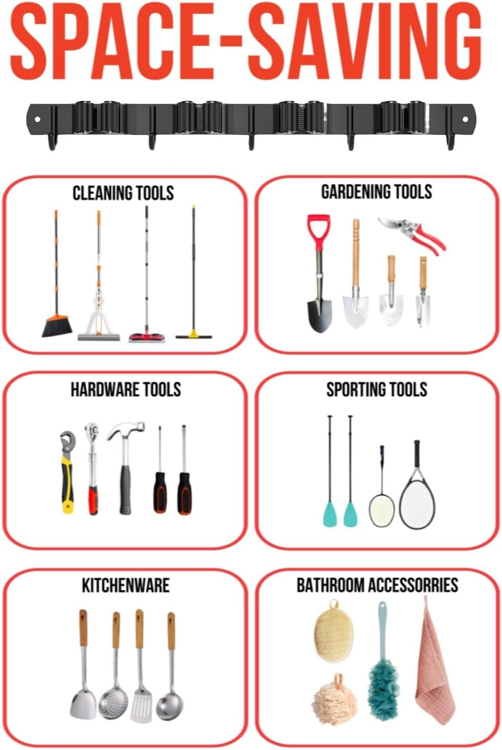 2 Pack Mop and Broom Holder Wall Mount, Upgraded Broom Hanger Wall Mount, Stainless Steel Broom Organizer for Closet Garage Laundry Room Kitchen Wall Decor Black 4R5H