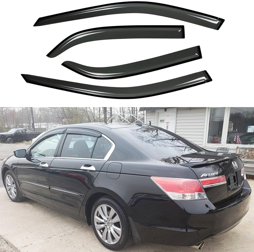 94960 Side Window Visor Wind Vent Deflector fit for 2008-2012 Honda Accord Sedan,4pcs Nice Looking Outside Mount Style Shade Sun Rain Guards Set