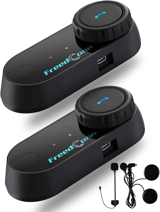 FreedConn Motorcycle Bluetooth Headset, TCOM VB 2-Way 800M Helmet Communication Systems,Motorbike Bluetooth Intercom, intercomunicador para motos/FM/BT5.0/Siri/2 in 1 Mic for full/3/4 Helmet(2Pack)