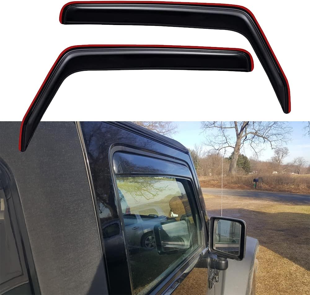 192328 Side Window Wind Deflector,2pcs in-Channel Style Nice Sun Rain Guards Set,Window Visor fit for 2007-2018 Jeep Wrangler (JK) 2-Door Only