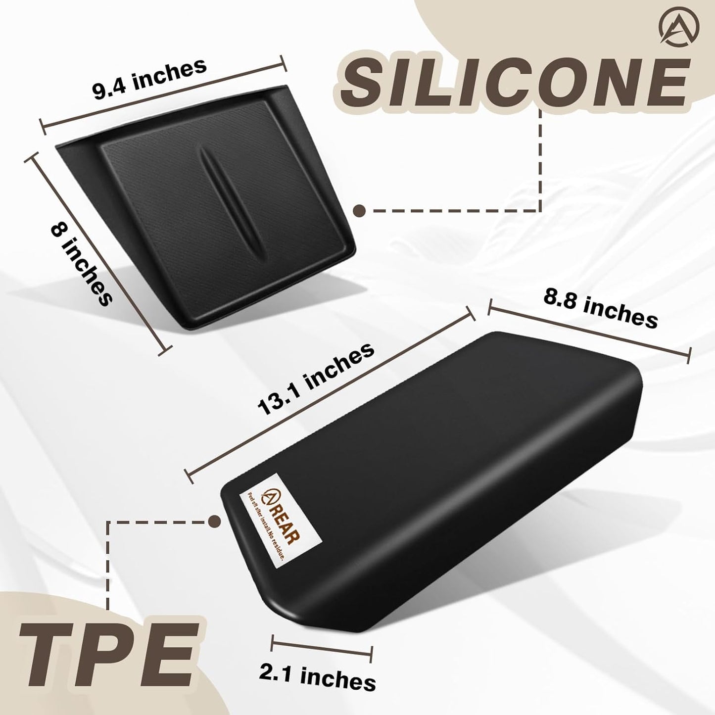 Muslogy Compatible with 2026+ Model Y Juniper Refresh Accessories Armrest Cover Protection TPE (Black) & Silicone Mat OEM Style 2PCS Set Non-Slip Waterproof