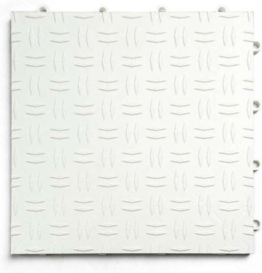 Big Floors GarageTrac Diamond, Interlocking Non-Slip Garage Flooring Tile, Durable, Modular, Heavy-Duty Copolymer, Easy Install (White, 48 Pack of 12 x 12" Tiles)