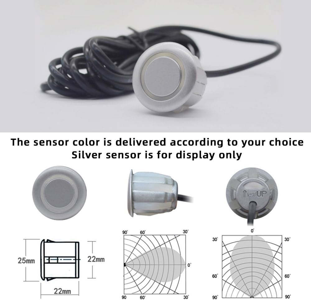 Parktronic 8 Parking Sensors Kit Reverse Backup Radar System Rear and Front View with Sound Warning Ultrasonic Distance Detection for Car Vihicle