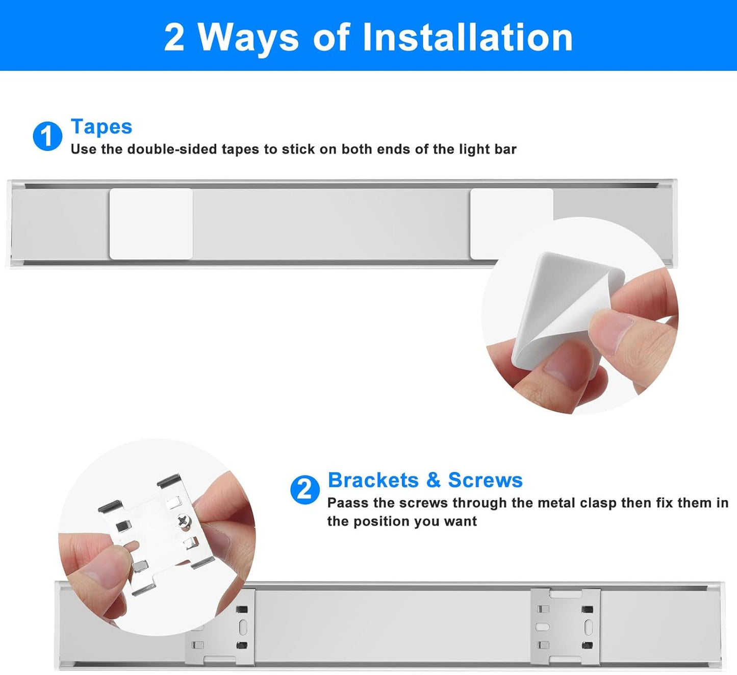 Linkstyle 4PCS 12V Interior LED Light Bar, 108 LEDs Light Strip Lights with Switch for Car Truck Camper Van RV, White