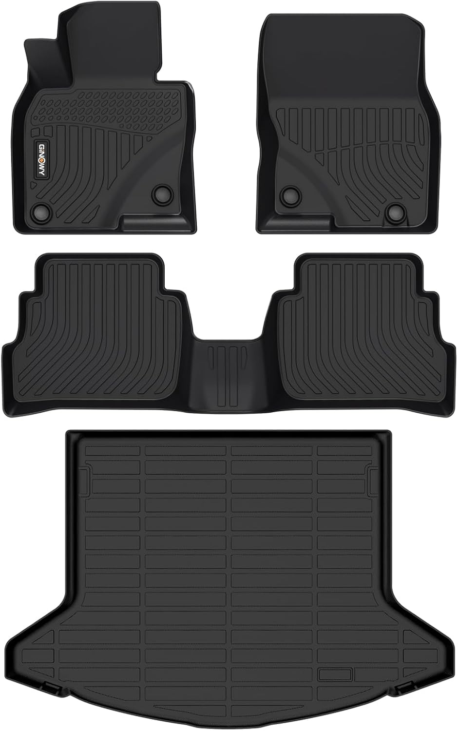 GINOWY- Floor Mats & Cargo Liner for Mazda CX-5 2023 2024 2025, TPE All Weather Protection Car Mats for Mazda CX5 2024 Non-Slip Trunk Mat Floor Liners Waterproof CX5 Accessories Mats Black