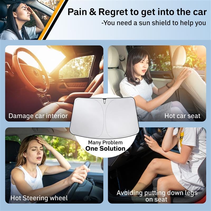 for Hyundai Elantra 2022-2025 EcoNour Sunshade Windshield Cover - 240T Polyester Material Car Sun Visor-Reflector Blocks UV Rays - Foldable Sunshade Interior Protection Hyundai ElantraAccessories