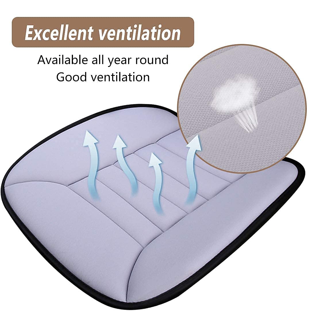 MYFAMIREA Car Seat Cushion Pad 1.2" Thick Comfort Seat Protector for Car Driver Seat Office Chair Home Use Memory Foam Seat Cushion with Non Slip Bottom, 20'' x 18.5'', Gray