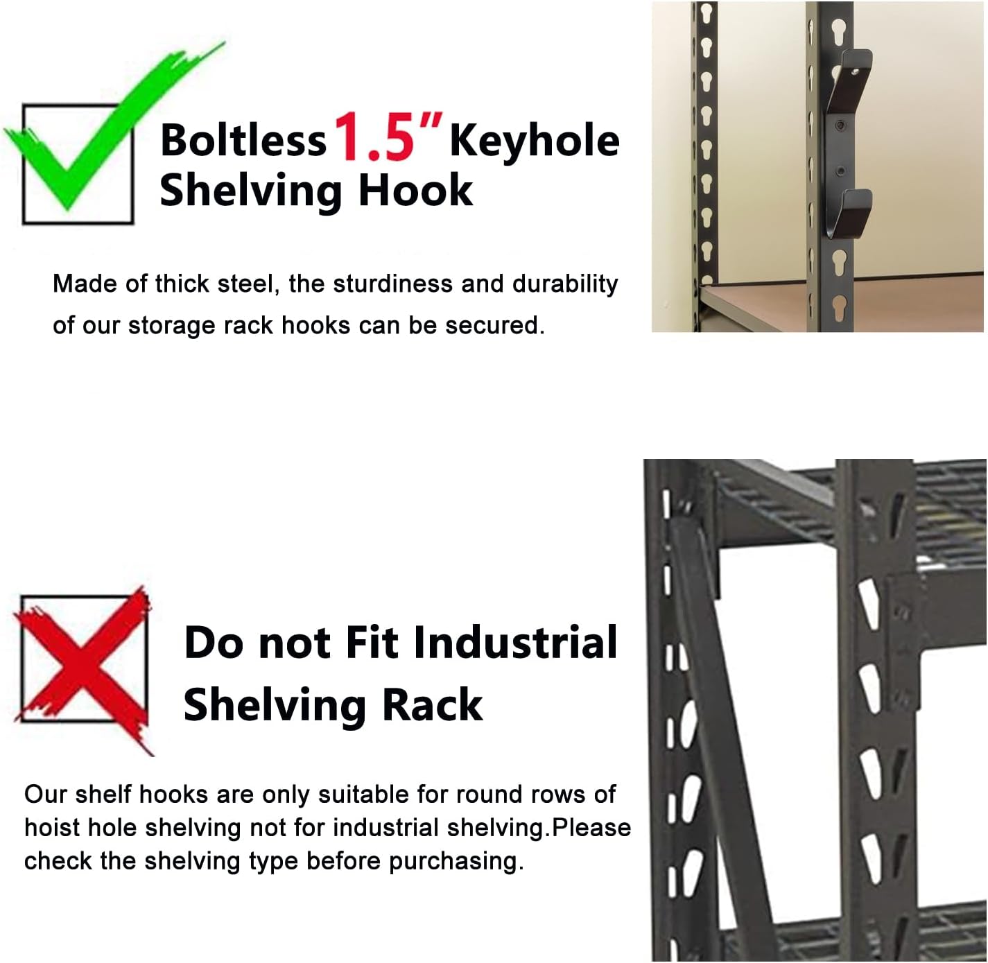 Wallmaster Boltless Shelving Hook Organizer Kit,7 Pcs Adjustable Storage Hanging Accessories for 1.5 inch Keyhole Rack,Garage Heavy Duty Tool Storage System